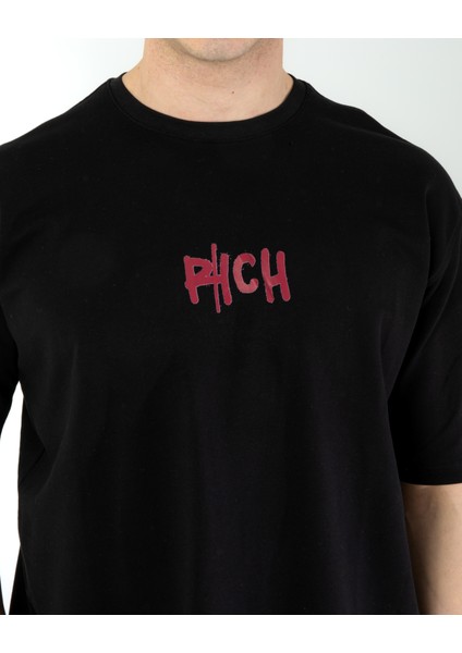 Oversıze Unisex Baskılı T-Shırt Rıch Black modelleri