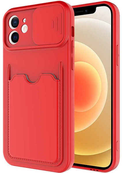 Apple iPhone 12 Uyumlu ​vrdr Kartix Kapak-Kırmızı