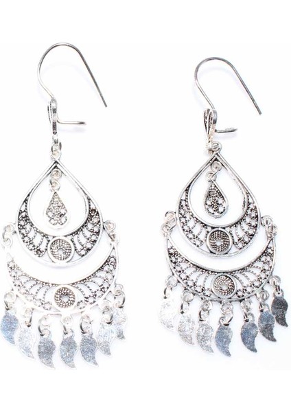 925 Ayar Gümüş Avize Motifli Pul Sallantılı Telkari Küpe fiyatları