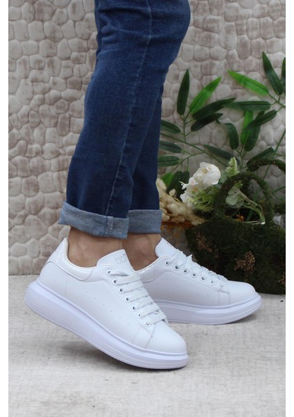 B-150 Beyaz Rahat Kalın Taban Sneaker Erkek Spor Ayakkabı