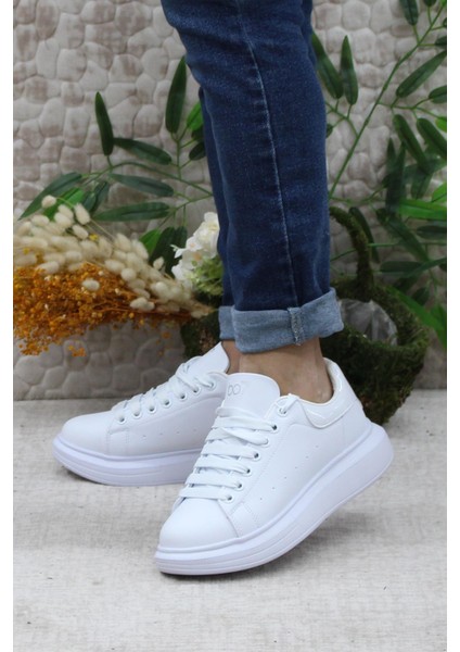 B-150 Beyaz Rahat Kalın Taban Sneaker Erkek Spor Ayakkabı modelleri