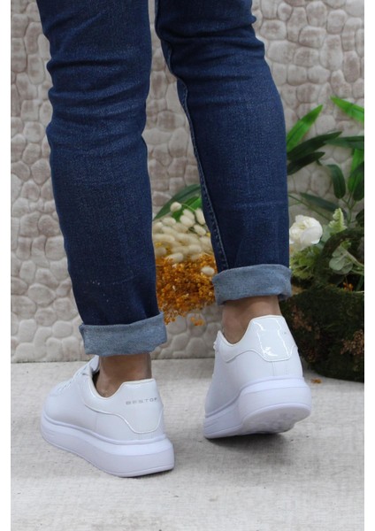 B-150 Beyaz Rahat Kalın Taban Sneaker Erkek Spor Ayakkabı fırsatları