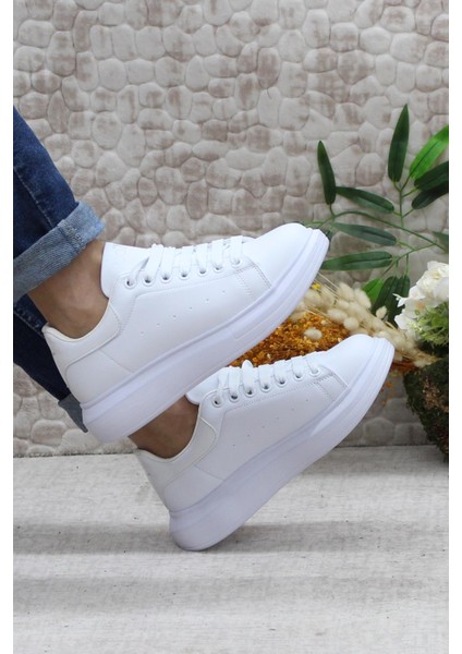 B-150 Beyaz Rahat Kalın Taban Sneaker Erkek Spor Ayakkabı indirimleri