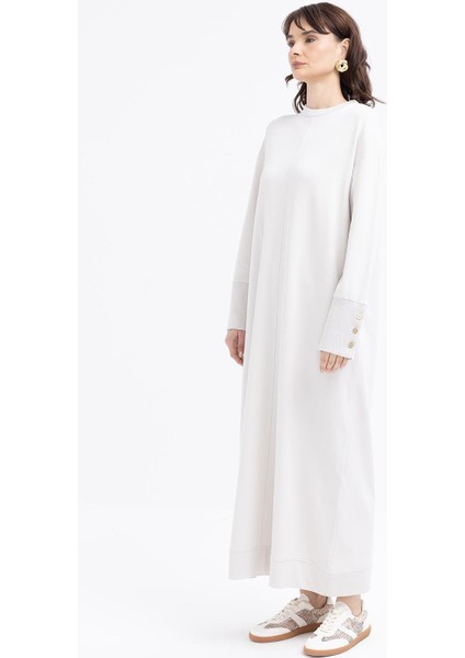 Manşeti Kalın Ribanalı Düğme Detaylı Kadın Elbise S6017A0 modelleri