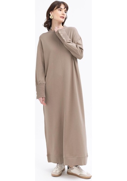 Manşeti Kalın Ribanalı Düğme Detaylı Kadın Elbise S6017A0 indirimleri
