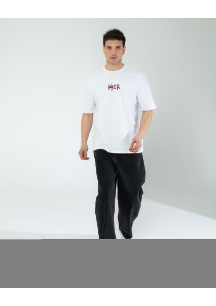 Oversıze Unisex Baskılı T-Shırt Rıch Whıte modelleri
