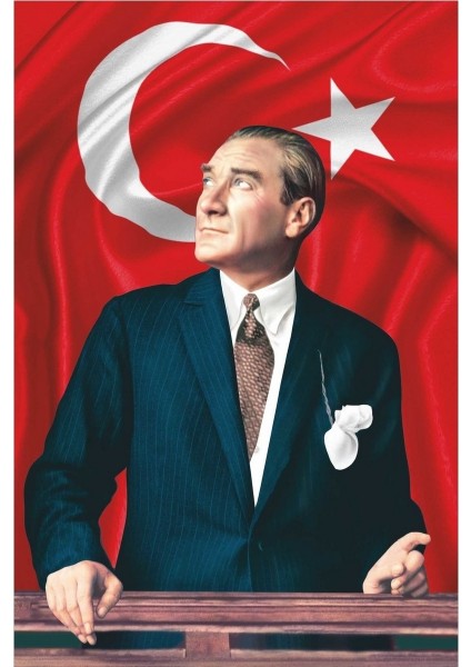 Atatürk Baskılı Türk Bayrağı Raşel Kumaş Dijital Bask