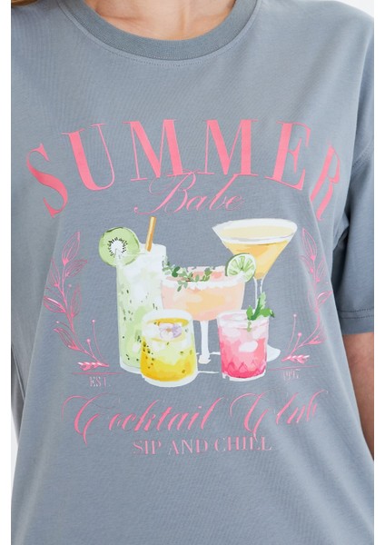 Summer Babe Baskılı %100 Tasarım Kadın Tişört fırsatları