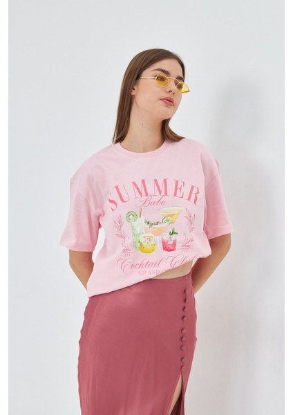 Summer Babe Baskılı %100 Tasarım Kadın Tişört