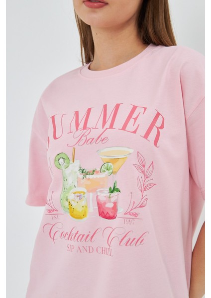 Summer Babe Baskılı %100 Tasarım Kadın Tişört fiyatları