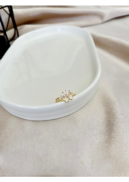 Zirkon Taşlı Papatya Model Ayarlanabilir Gold Çelik Yüzük fiyatları