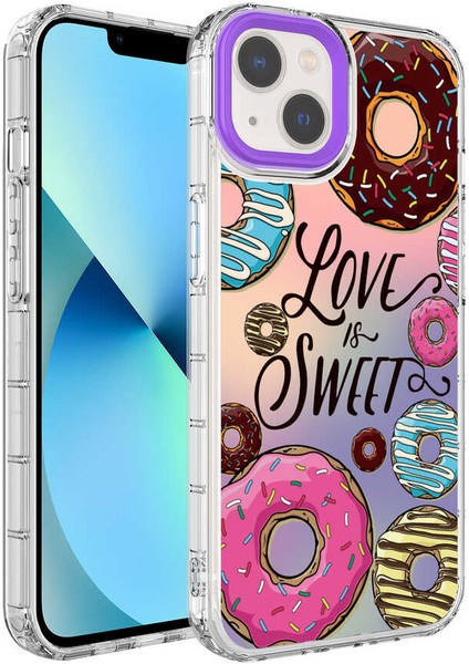 Apple iPhone 14 Plus Uyumlu Kamera Korumalı Renkli Desenli Sert Silikon Vrdr Korn KAPAK-NO11
