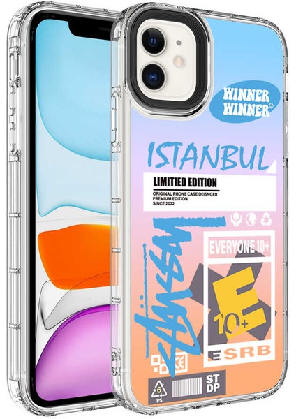 Apple iPhone 11 Uyumlu Kamera Korumalı Renkli Desenli Sert Silikon Vrdr Korn Kapak-No9