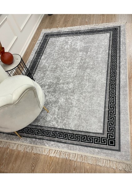Lorin Şönil Görünüm Lateks Kaymaz Taban Leke Tutmaz Saçaklı Modern Halı