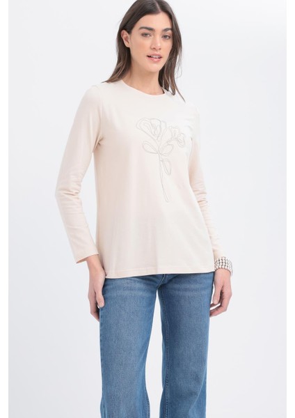 Zincir Nakışlı Uzun Kollu Kadın T-Shirt S16034A0 fiyatları
