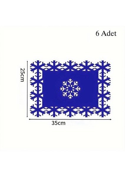 6'lı Kartanesi Keçe Amerikan Servis 35 x 25 cm - Mavi