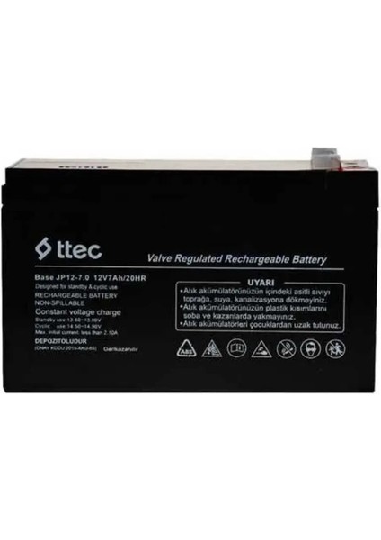 Ttec 12V 7AH Kuru Tip Bakımsız Akü