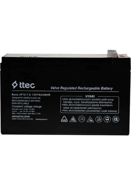 Ttec 12V 7AH Kuru Tip Bakımsız Akü