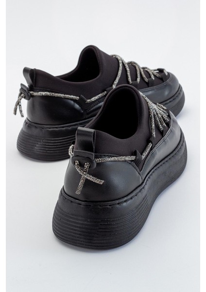 Taş Bağlı Strenç Kadın Spor Ayakkab SİYAH SİYAH fırsatları