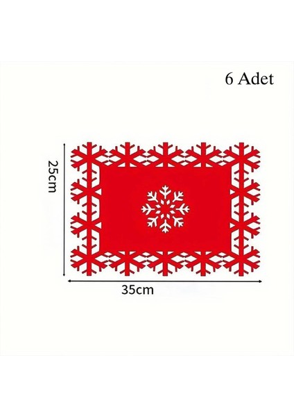 6'lı Kartanesi Keçe Amerikan Servis 35 x 25 cm - Kırmızı