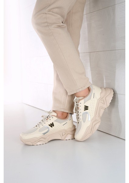 Kadın Anorak Spor Ayakkabı Nude Gümüş