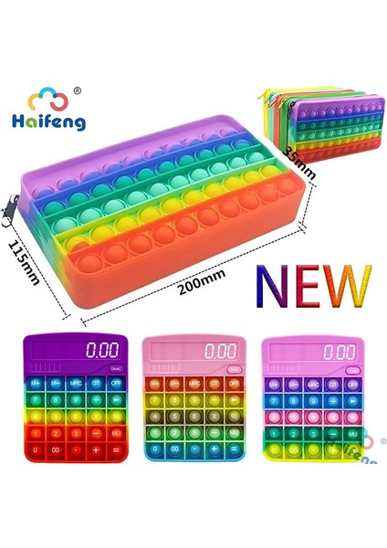 Epop Hesap Makinesi Stili Çocuklar Için 2ın1 Büyük Popete Kalem Kutusu Çanta Patlayan Fidget Oyuncaklar Basın Balonu Sıkma Oyuncak Seti Pop Hesap Makinesi Figet Oyuncak Çocuk (Yurt Dışından)