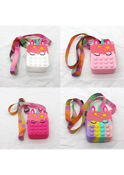 No.42 Tarzı Çocuklar Pop It Gökkuşağı Unicorn Omuz Çantası Fidget Oyuncaklar Kawaii Bozuk Para Cüzdanı Otizmi Hafifletmek Silikon Parmak Oyuncağı Hediye (Yurt Dışından) fırsatları