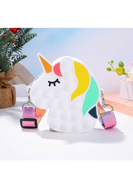 M Tarzı Yeni Popits Pops Kawaii Çizgi Domuzlar Sikke Cüzdan Silikon Kız Çantası Çocuk Parmak Itme Kabarcık Oyuncak Çanta Hediye (Yurt Dışından)