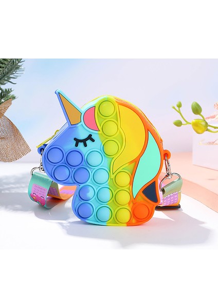 P Stili Yeni Popits Pops Kawaii Çizgi Domuzlar Sikke Cüzdan Silikon Kız Çantası Çocuk Parmak Itme Kabarcık Oyuncak Çanta Hediye (Yurt Dışından)