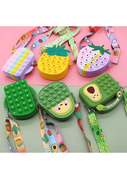 NO.135 Stili Pop It Fidget Oyuncakları Itme Kabarcık Fidget Çantaları Karikatür Avokado Kaktüs Gökkuşağı Çilek Sıkma Kızlar Hediyeleri (Yurt Dışından) fiyatları