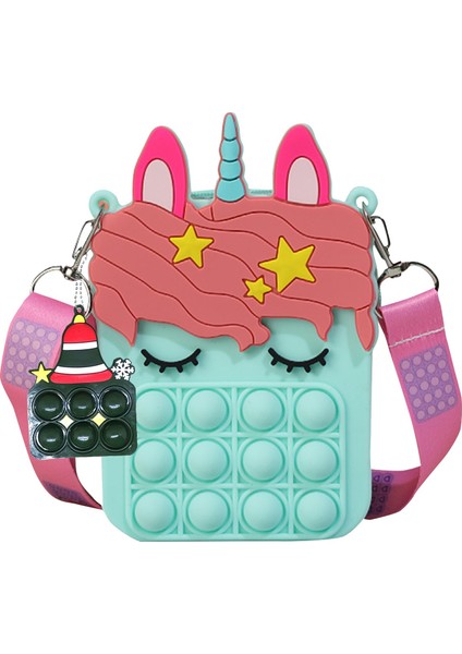 D Stili Yeni Popits Pops Kawaii Çizgi Domuzlar Sikke Cüzdan Silikon Kız Çantası Çocuk Parmak Itme Kabarcık Oyuncak Çanta Hediye (Yurt Dışından)