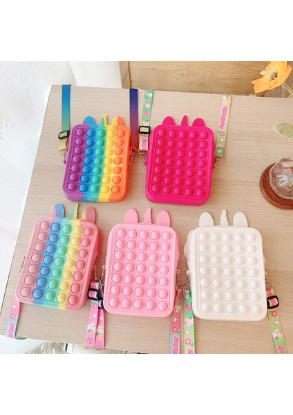 No.19 Tarzı Büyük Boyutlu Gökküşağı Unicorn Moda Pop It Itişme Baloncuklu Kawaii Cüzdan Çocuklar Cüzdan Silikon Jel Basit Dimple Dürtme Oyuncakları (Yurt Dışından)