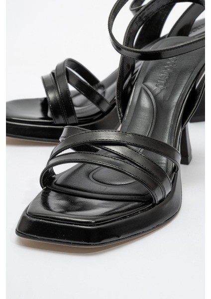 Çapraz Bantlı Platformlu Kadın Topuklu Sandalet Siyah Zra modelleri