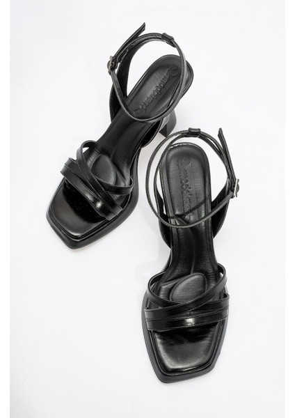 Çapraz Bantlı Platformlu Kadın Topuklu Sandalet Siyah Zra indirimleri