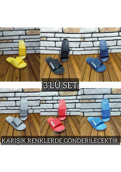 3'lü Kadın Kaymaz Sokak Plaj Banyo Yazlık Gündelik Terlik