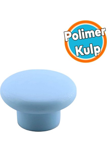 Mantar Kulp Düğme 1 Adet Çekmece Mutfak Mobilya Dolabı Dolap Kulpu Kulbu Plastik Kulp Mavi