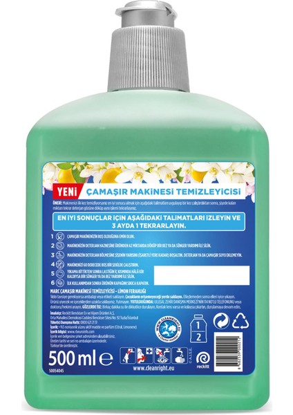 Çamaşır Mak. Temizleyici Limon Ferahlığı 500ML + Çamaşır Mak. Temizleyicisi 500ml