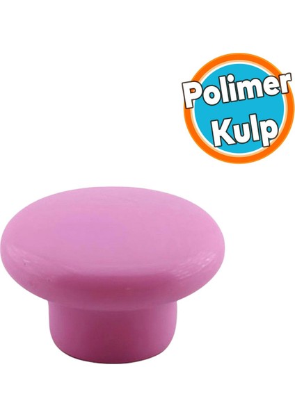 Mantar Kulp Düğme 1 Adet Çekmece Mutfak Mobilya Dolabı Dolap Kulpu Kulbu Plastik Kulp Pembe