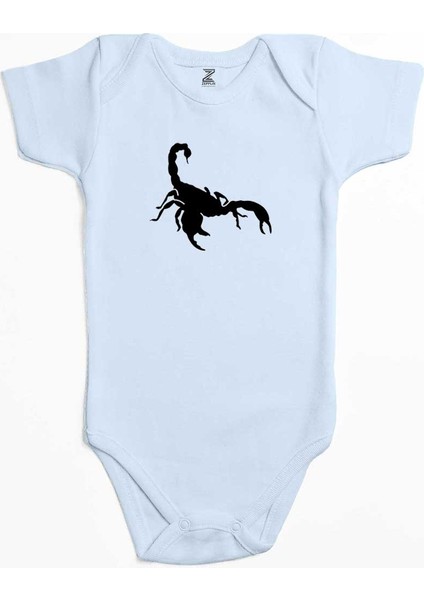 Scorpions Logo White Mavi Renk Bebek Body Zıbın