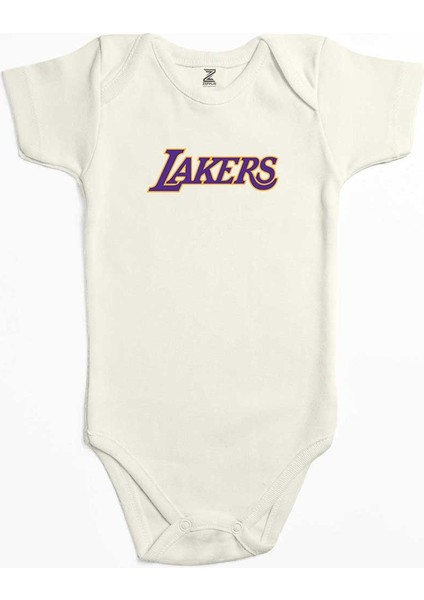 Los Angels Lakers Ekru Renk Bebek Body Zıbın