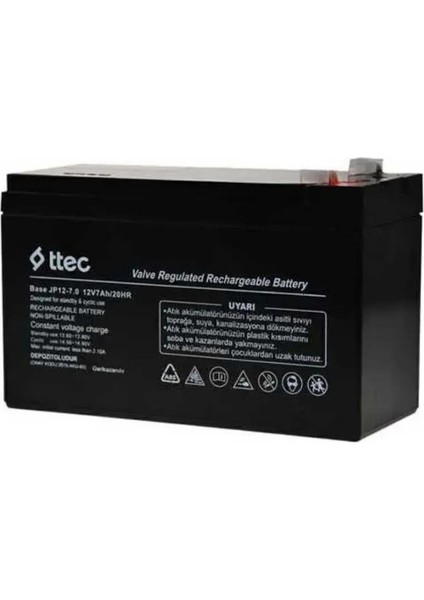 Ttec 12V 7AH Kuru Tip Bakımsız Akü 8 Adet Ekonomik Paket