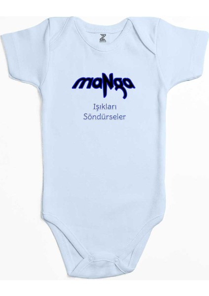 Manga Işıkları Söndürseler Mavi Renk Bebek Body Zıbın