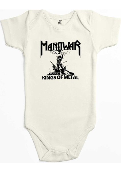 Manowar Kings Of Metal Black Ekru Renk Bebek Body Zıbın