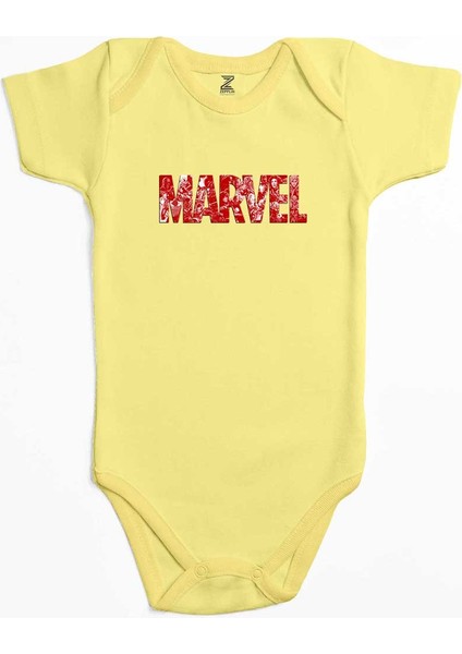 Marvel Heroes In Post 3 Sarı Renk Bebek Body Zıbın