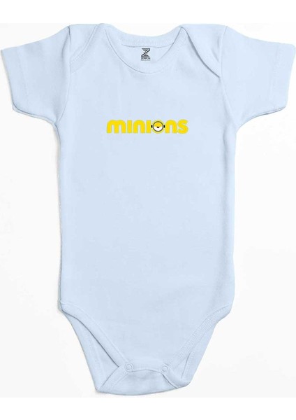 Minions Logo Mavi Renk Bebek Body Zıbın