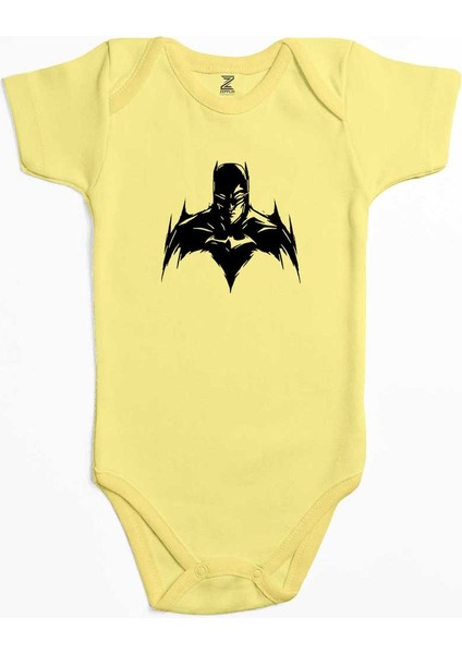Batmn Silluhette Sarı Renk Bebek Body Zıbın