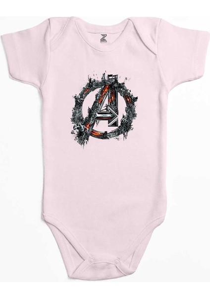 Avengers Logo 2 Pembe Renk Bebek Body Zıbın