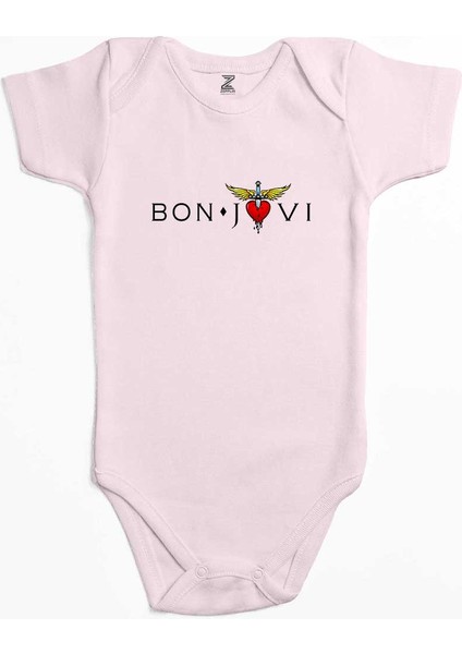 Bon Jovi In Heart Pembe Renk Bebek Body Zıbın