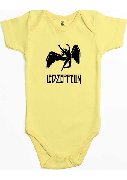 LED Zeppelin Black Angel Sarı Renk Bebek Body Zıbın