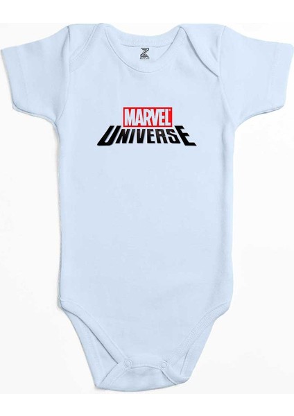Marvel Universe Logo Mavi Renk Bebek Body Zıbın